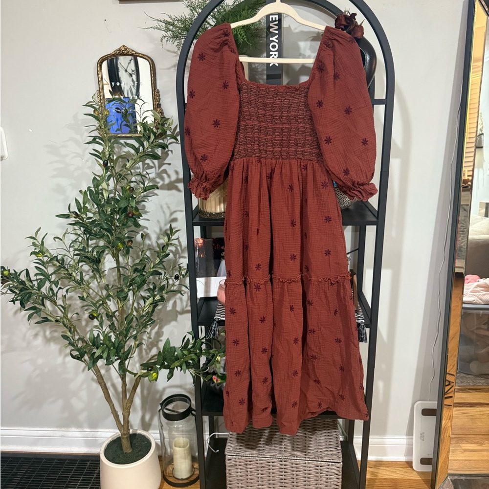 Women's Long Sleeve Dress - Rust Red
